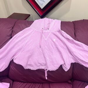 Pink champion longsleeve cropped hoodie